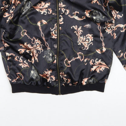 Atmosphere Women’s Black Baroque Chain Satin Bomber Jacket UK 14