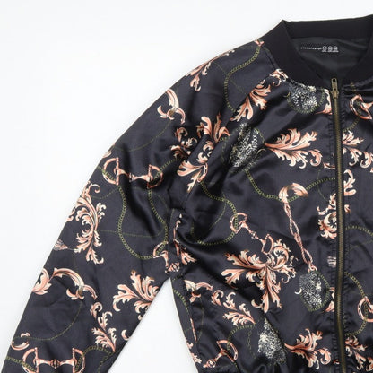 Atmosphere Women’s Black Baroque Chain Satin Bomber Jacket UK 14