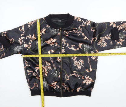Atmosphere Women’s Black Baroque Chain Satin Bomber Jacket UK 14