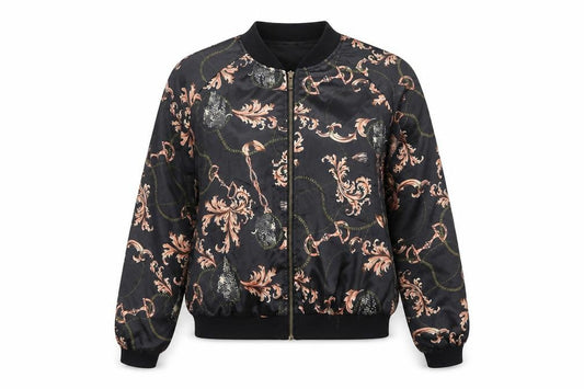 Atmosphere Women’s Black Baroque Chain Satin Bomber Jacket UK 14