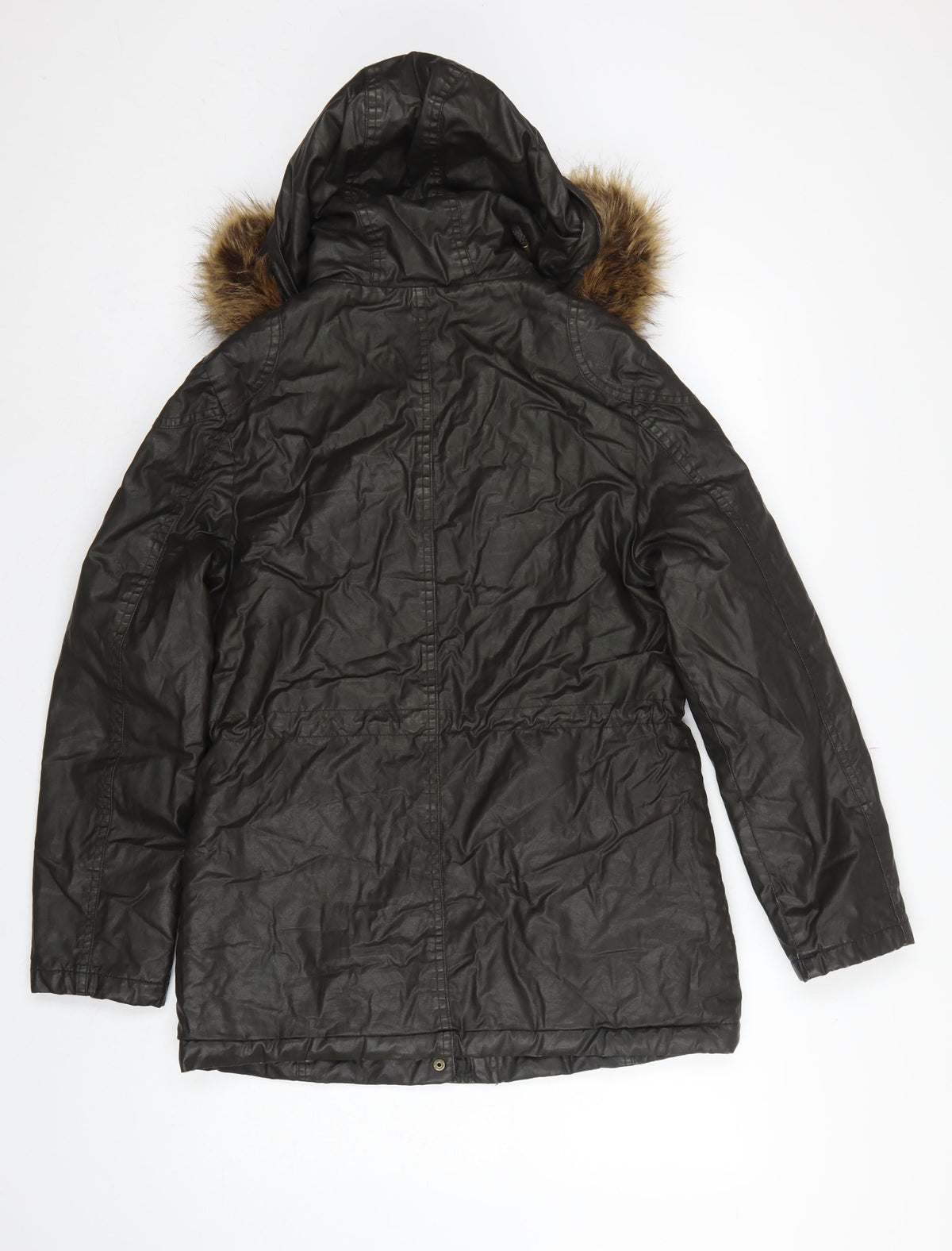 Marks and Spencer Women's Black UK 8 Parka Coat Faux Fur Trim Hooded