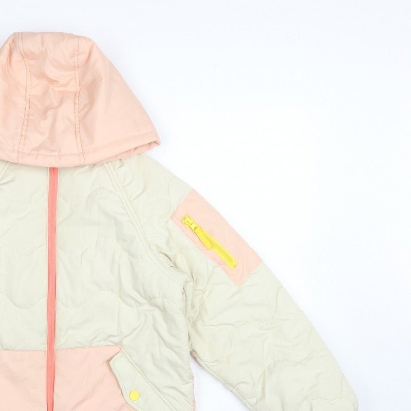 Next Girls Pink Ivory 10 Years Quilted Hooded Puffer Jacket