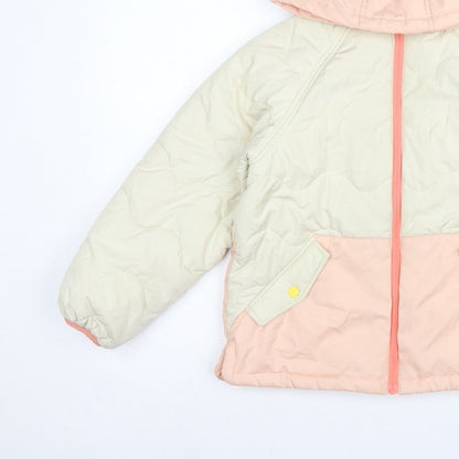 Next Girls Pink Ivory 10 Years Quilted Hooded Puffer Jacket