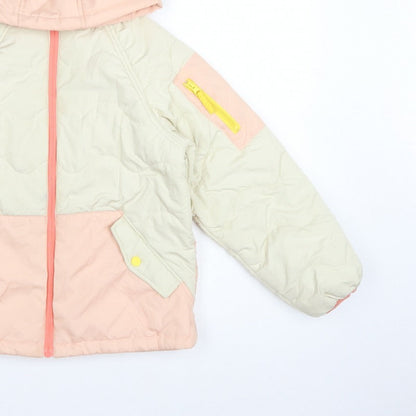 Next Girls Pink Ivory 10 Years Quilted Hooded Puffer Jacket