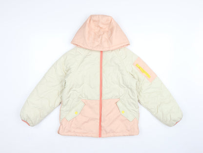 Next Girls Pink Ivory 10 Years Quilted Hooded Puffer Jacket