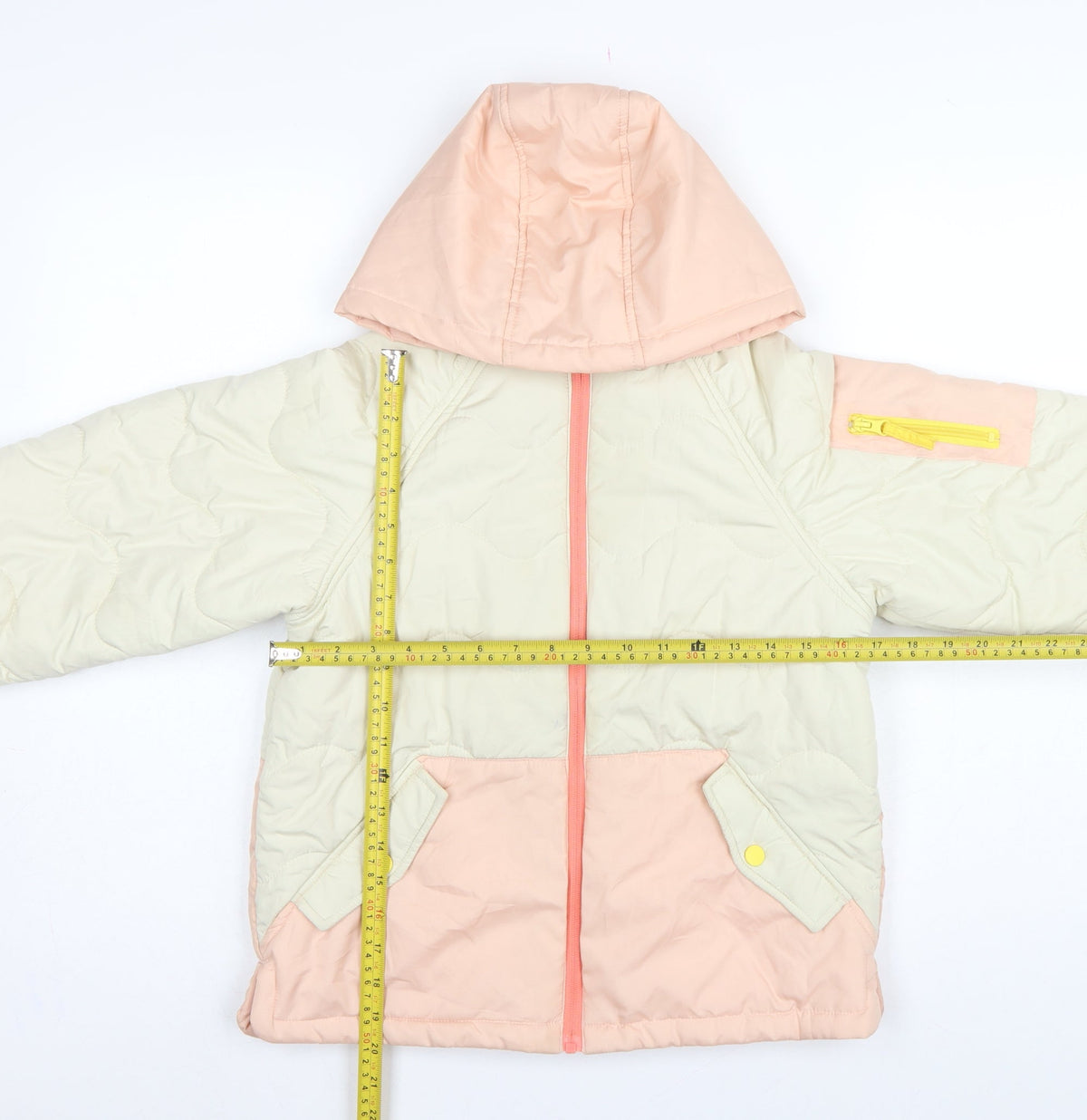 Next Girls Pink Ivory 10 Years Quilted Hooded Puffer Jacket