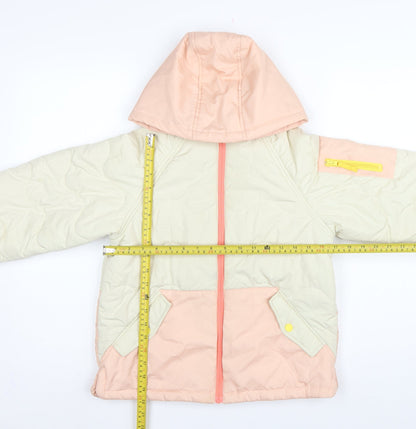 Next Girls Pink Ivory 10 Years Quilted Hooded Puffer Jacket
