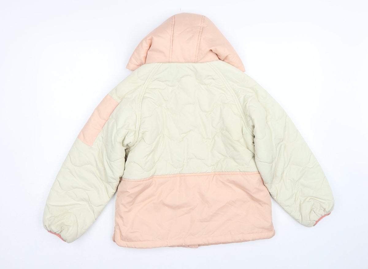 Next Girls Pink Ivory 10 Years Quilted Hooded Puffer Jacket