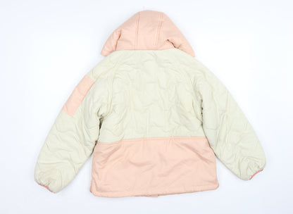 Next Girls Pink Ivory 10 Years Quilted Hooded Puffer Jacket