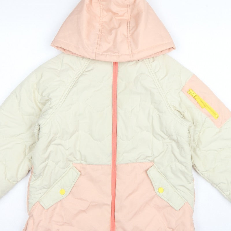 Next Girls Pink Ivory 10 Years Quilted Hooded Puffer Jacket