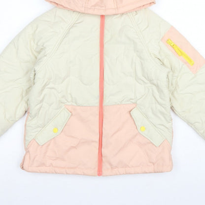 Next Girls Pink Ivory 10 Years Quilted Hooded Puffer Jacket