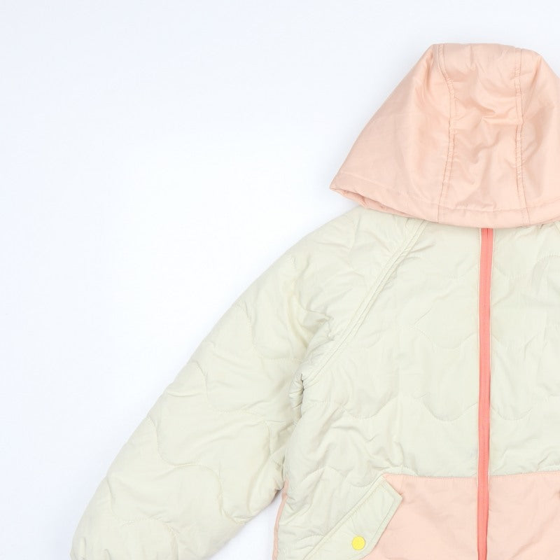 Next Girls Pink Ivory 10 Years Quilted Hooded Puffer Jacket