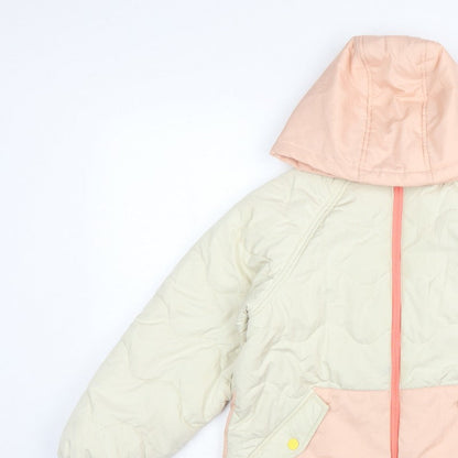 Next Girls Pink Ivory 10 Years Quilted Hooded Puffer Jacket