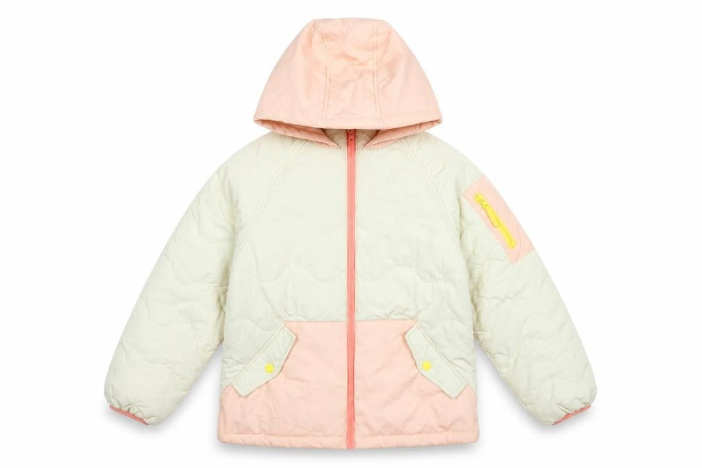 Next Girls Pink Ivory 10 Years Quilted Hooded Puffer Jacket
