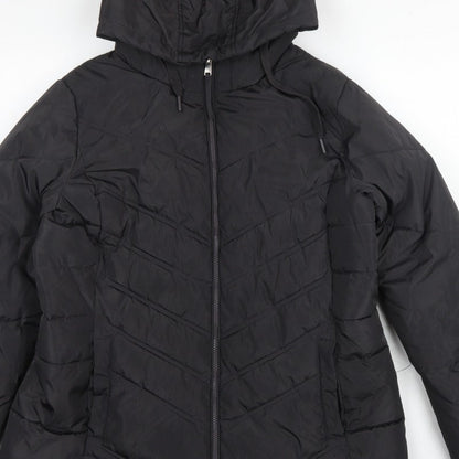Capsule Women Black UK 16 Hooded Quilted Puffer Jacket