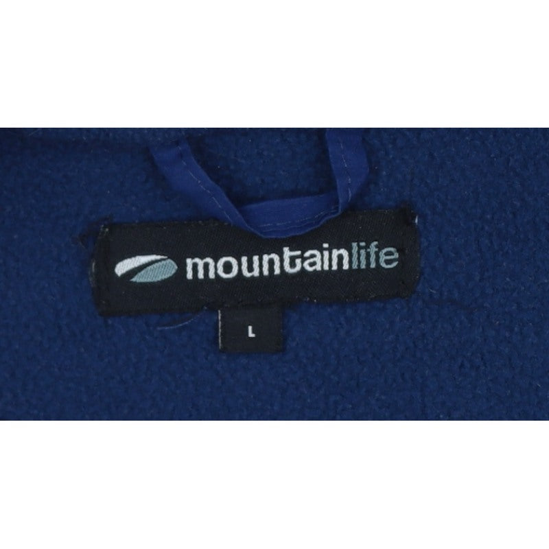 Mountainlife Men’s Blue L Full Zip Fleece Jacket Hiking Pockets