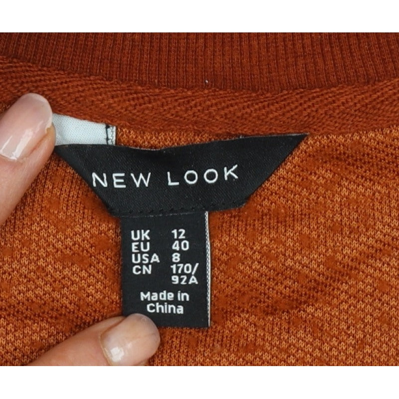 New Look Women Brown UK 12 1/4 Zip Teddy Fleece Pullover Sweatshirt