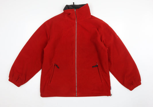 Back view of Wynster Men’s Red L Basic Fleece Jacket Full Zip Outdoor
