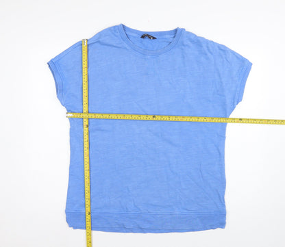 Marks and Spencer Women Blue UK 12 Basic Cotton Crew Neck T-Shirt