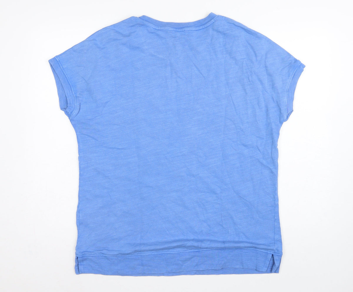 Marks and Spencer Women Blue UK 12 Basic Cotton Crew Neck T-Shirt