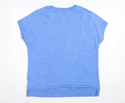 Marks and Spencer Women Blue UK 12 Basic Cotton Crew Neck T-Shirt