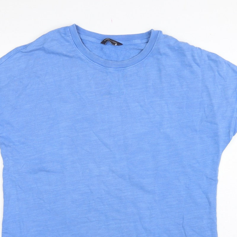 Marks and Spencer Women Blue UK 12 Basic Cotton Crew Neck T-Shirt