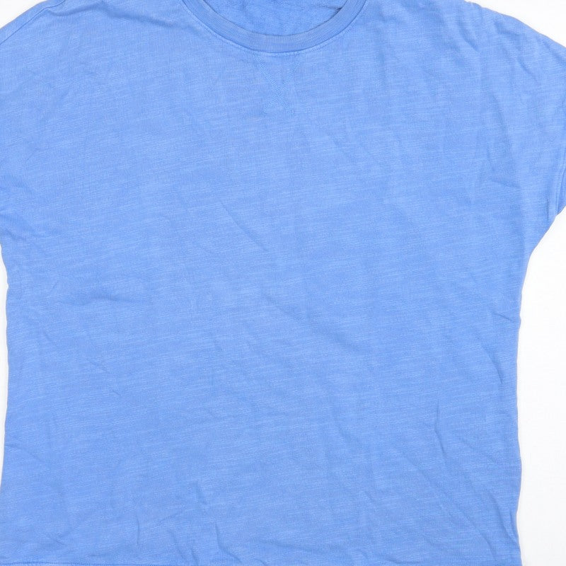 Marks and Spencer Women Blue UK 12 Basic Cotton Crew Neck T-Shirt