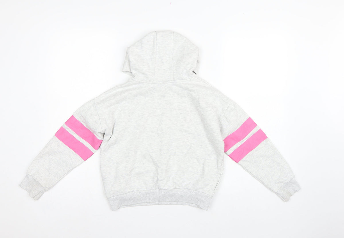 George Girls Grey 7-8 Years Stitch Pullover Hoodie Graphic Print