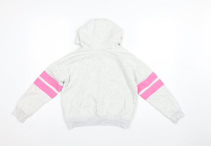 George Girls Grey 7-8 Years Stitch Pullover Hoodie Graphic Print
