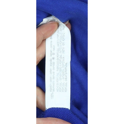 Zara Women Blue S Cotton Pullover Sweatshirt Balloon Sleeve Crew Neck