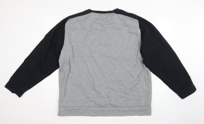 Puma Men’s Grey Black XXL Logo Fleece Crew Neck Pullover Sweatshirt