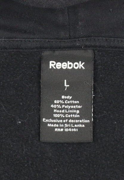 Reebok Men’s Black L Full Zip Hooded Fleece Hoodie Pockets