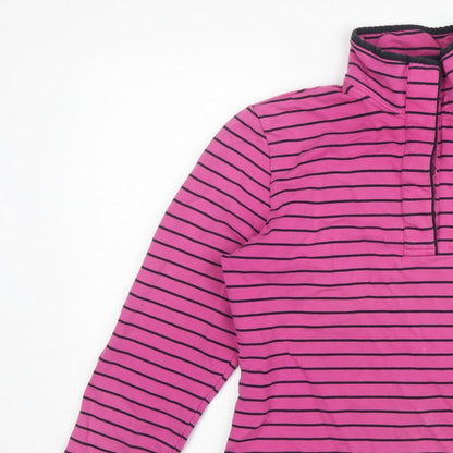 Joules Women Pink UK 14 Cowdray Striped 1/4 Zip Sweatshirt