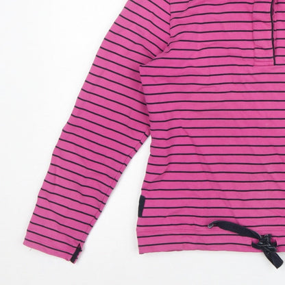 Joules Women Pink UK 14 Cowdray Striped 1/4 Zip Sweatshirt