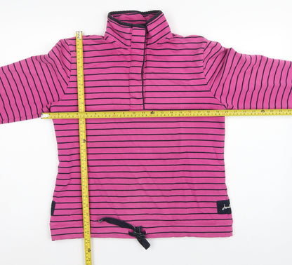 Joules Women Pink UK 14 Cowdray Striped 1/4 Zip Sweatshirt