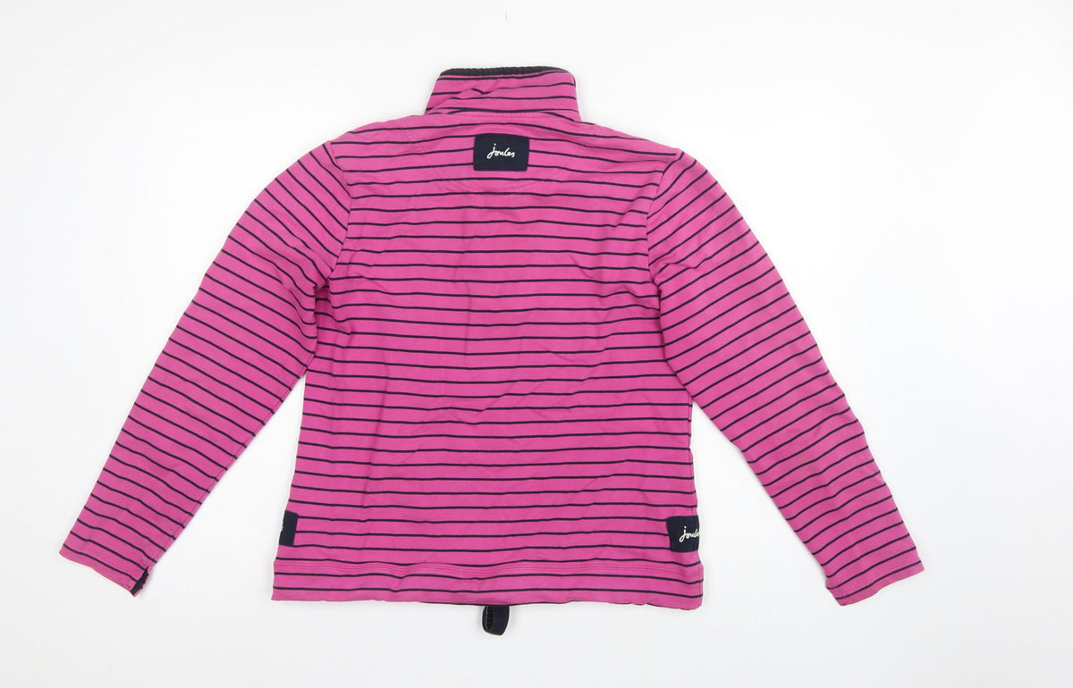 Joules Women Pink UK 14 Cowdray Striped 1/4 Zip Sweatshirt