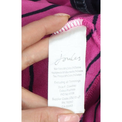 Joules Women Pink UK 14 Cowdray Striped 1/4 Zip Sweatshirt