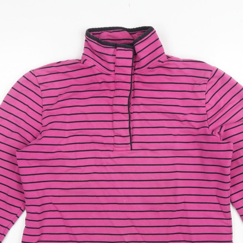 Joules Women Pink UK 14 Cowdray Striped 1/4 Zip Sweatshirt