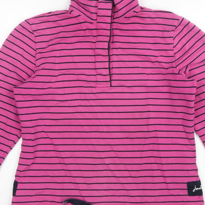 Joules Women Pink UK 14 Cowdray Striped 1/4 Zip Sweatshirt