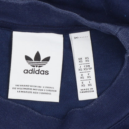adidas Men's Blue XS Pullover Sweatshirt Orange 3 Stripe Logo