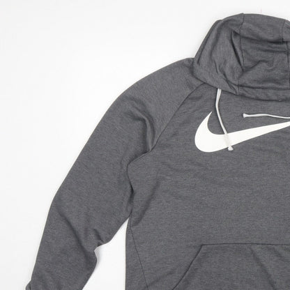 Nike Men’s Grey Large Pullover Dri-FIT Logo Hoodie