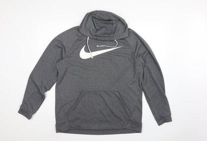 Nike Men’s Grey Large Pullover Dri-FIT Logo Hoodie