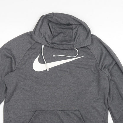 Nike Men’s Grey Large Pullover Dri-FIT Logo Hoodie
