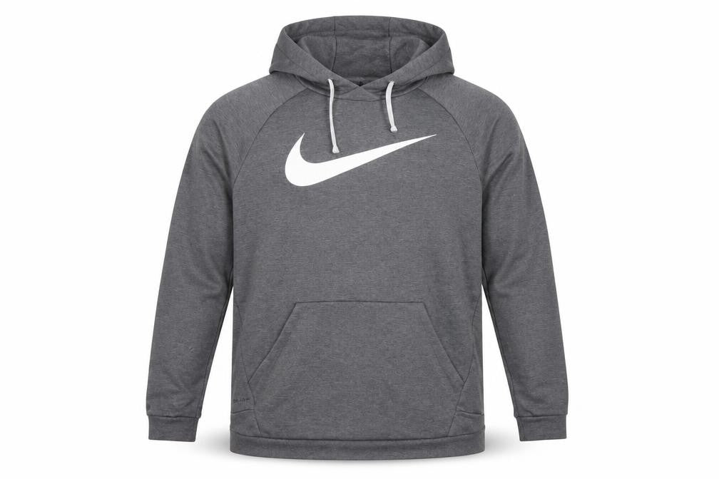 Nike Men’s Grey Large Pullover Dri-FIT Logo Hoodie