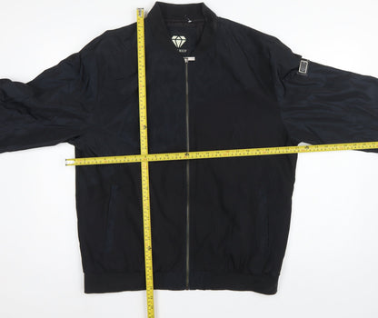 Born Rich Men's Black L Bomber Jacket Full Zip Logo Streetwear