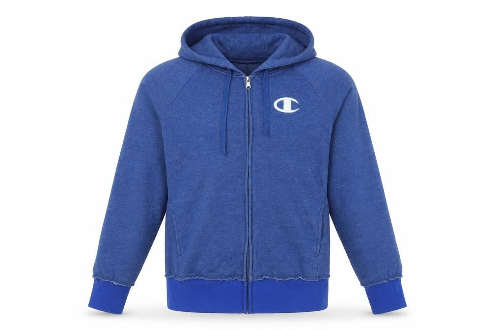 Champion Men's Blue Medium Full Zip Hooded Logo Fleece Hoodie