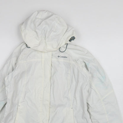 Columbia Women’s White Small Ski Jacket Hooded Waterproof Nylon