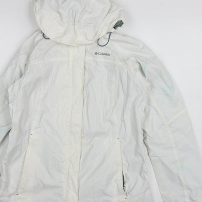 Columbia Women’s White Small Ski Jacket Hooded Waterproof Nylon