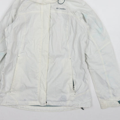 Columbia Women’s White Small Ski Jacket Hooded Waterproof Nylon