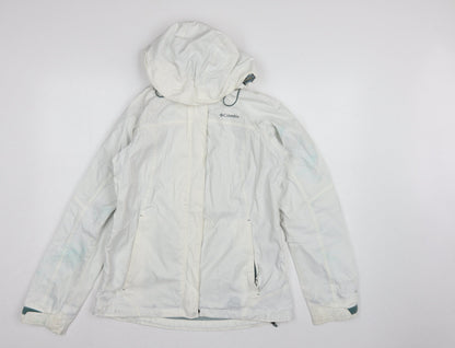 Columbia Women’s White Small Ski Jacket Hooded Waterproof Nylon